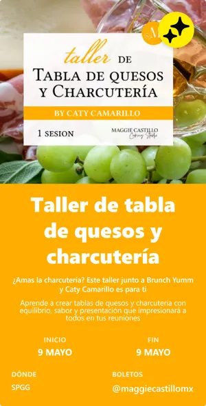 Taller de tabla de quesos y charcutería